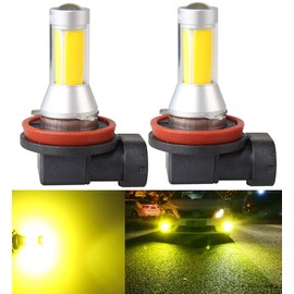 LED Fog Lamp, H11, H8, H9, H16 (Made in Japan), Yellow, Yellow-POOPEE, 35W, 800LM, 12V/24V, Non-Polarity, COB Chip, 360° Luminous, High Brightness, Set of 2