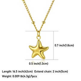SKENUDY Shell Necklace for Women Boho Stainless Steel Waterproof Beach 14K Gold Chain Charm Necklace Trendy Summer Ocean Jewellery, Stainless Steel, No Gemstone