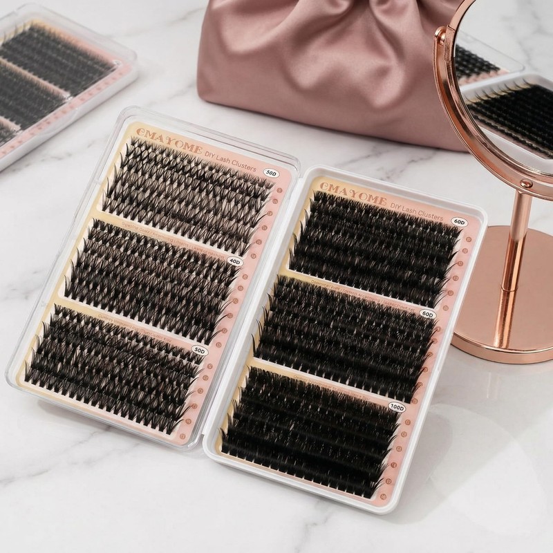 708 Pieces Cluster Lashes Kit, 30-40-50-60-80-100D Fluffy Russian Lashes Extensions,