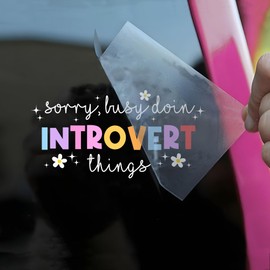 Sorry Busy Doin Introvert Things Car Decal Funny Depression Mental Health, Introverting, Autism Humor Car Window Accessories Affirmations Vinyl Waterproof 6 Inches Bumper Decal Gift for Mom Dad Friend