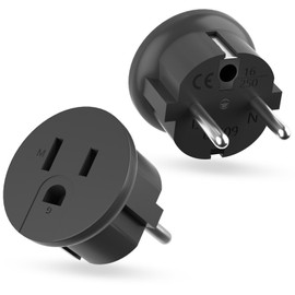 Travel Adaptor USA to Europe 2 Pieces, Travel Plug USA to Europe American to German Plug Adapter American to German Plug US to DE Plug USA to EU Adapter