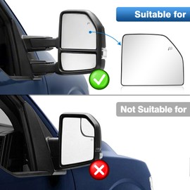 TOP-MAX Passenger Side Upper Heated Mirror Glass Replacement Compatible with 2015-2020 Ford F150, 2017-2022 F250 F350 F450 F550 Right Towing Mirror with 3 Clips - FL3Z17K707G