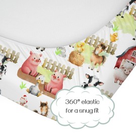 HawSkgFub Farm Animal Life Barn Fitted Standard Crib Sheet for Baby Boy Girl, Neutral Cow Horse Pig Sheep Toddler Mattress Cover, Soft Breathable Stretchy Nursery Bed Sheets Decor Kids Gift 52" x 28"