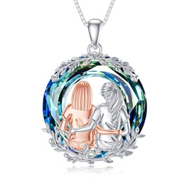 TOUPOP Sister Gifts from Sister Sterling Silver 2 Sister Pendant Necklace Blue Crystal Sister Jewelry for Women Best Friend Birthday Gifts
