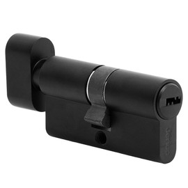 Jeriup 60mm (25/10/25) Oil Rubbed Bronze (Black Color) Euro Profile Cylinder with 5 Keys (dimple), Single Open Copper Lock Cylinder, Anti-Rust Corrosion Resistant Anti-Theft