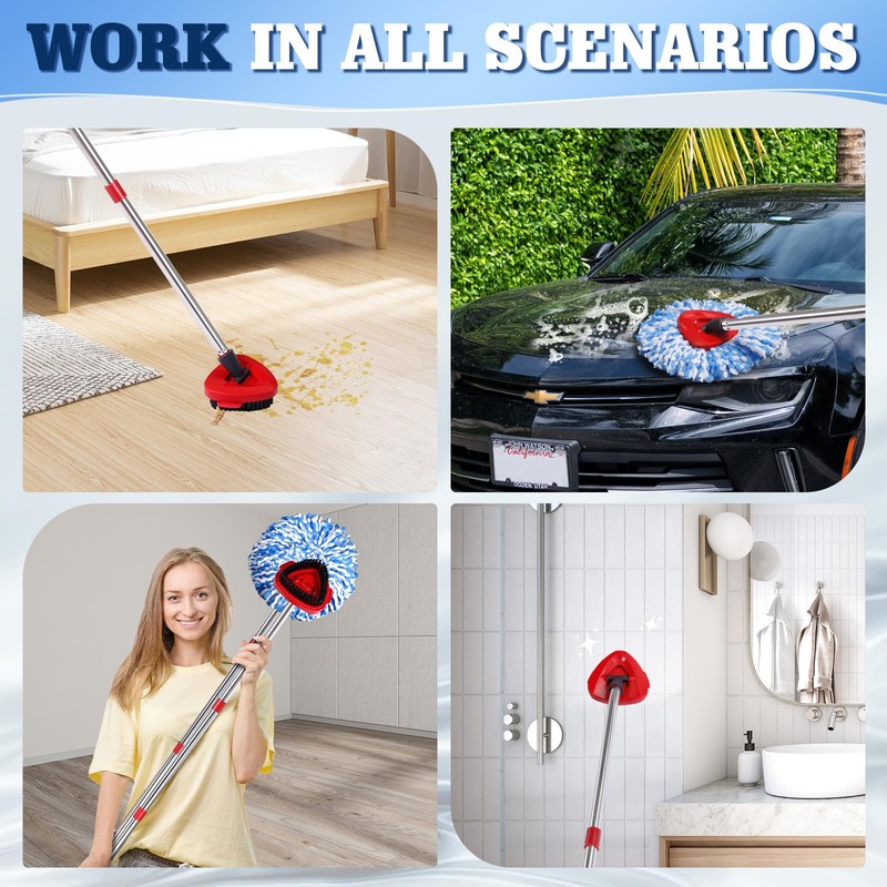 4-Pack Microfiber Spin Mop Head Replacements - Compatible with Oceda