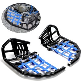 KUAFU Nerf Bars Foot Peg Heel Guard Aluminum Compatible with All years Honda TRX 450R (Black Nerfs + Blue Nets)