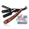 BEAUTICONE Straight Razor for Men, Professional Brown Wooden Razor with