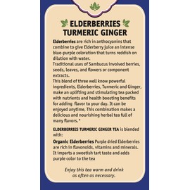 Herbal Cup Ayurveda Elderberries Tea, No Caffeine Organic Herbal Teas (Organic Turmeric Ginger, 16 Count (Pack of 6))