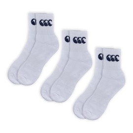 Canterbury Unisex Crew 3 Pack Socks, White/Navy, L