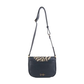 Jessica Simpson Walton Saddle Crossbody Bag, Stylish Purse with Adjustable Strap & Pockets, Zebra/Meteorite
