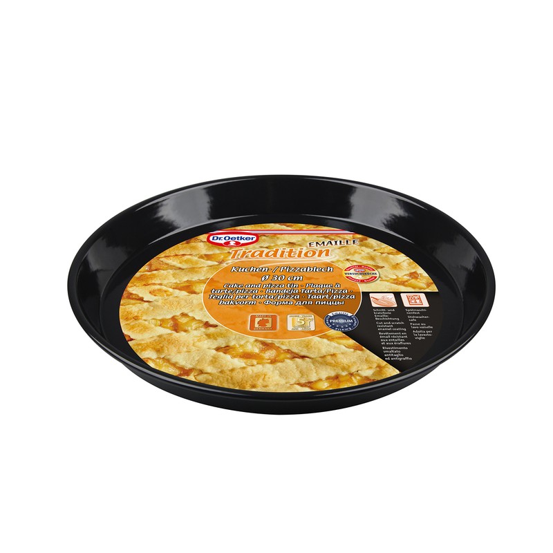 Dr. Oetker Tradition Kuchen-/Pizzablech Emaille – Premium Backblech 30 x