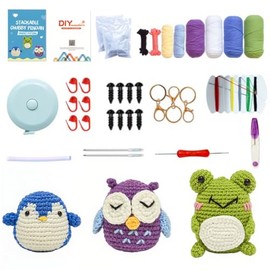 Vlecexs Häkelset für Anfänger, Häkelnadel-Set für Erwachsene Kinder Stricken Set für Geschenk Crochet Kit mit Video Anleitung Häkelnadel Garn DIY Häkel Zubehör Bastelset