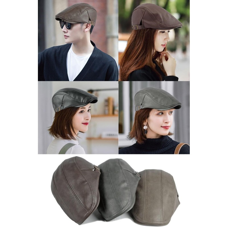 FREESE Men's Hunting Hat, Classic Leather Style, UV Protection, gray