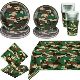 Kochorie 97 Pieces Camouflage Party Supplies Camo Disposable Tableware Set