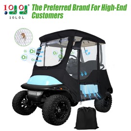 10L0L Golf Cart Enclosure Golf Cart Rain Covers for Club Car Precedent 2 Passengers with Dust Netting Windshield and 4 Sided Transparent Dust Netting Double Windows, Suitable for All Days
