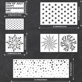 YKW 7Pcs 4th of July Stencils American Flag Star Stencil Set Reusable Fireworks Templates Independence Day Stencils for Painting on Wood Fabric Paper DIY Crafts Patriotic Decorations