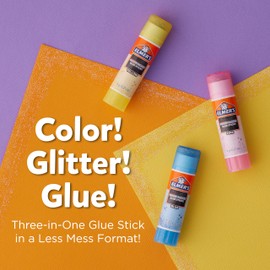 Elmer’s Color 'n Glitz Glue Sticks, Washable, Assorted Colors, Includes Disappearing Purple, 6 Grams 12 Count - Stocking Stuffer, Vision Board, #1 Teacher Brand