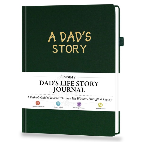 SIMSIMY Dad's Life Story Journal, Hardcover Father Story Guided Journal