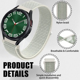 CeiBand Strap for 20 mm 22 mm, Nylon Soft Sports Bands, Replacement Strap with Velcro Fastening, Adjustable Watch Strap Men and Women, Black + White