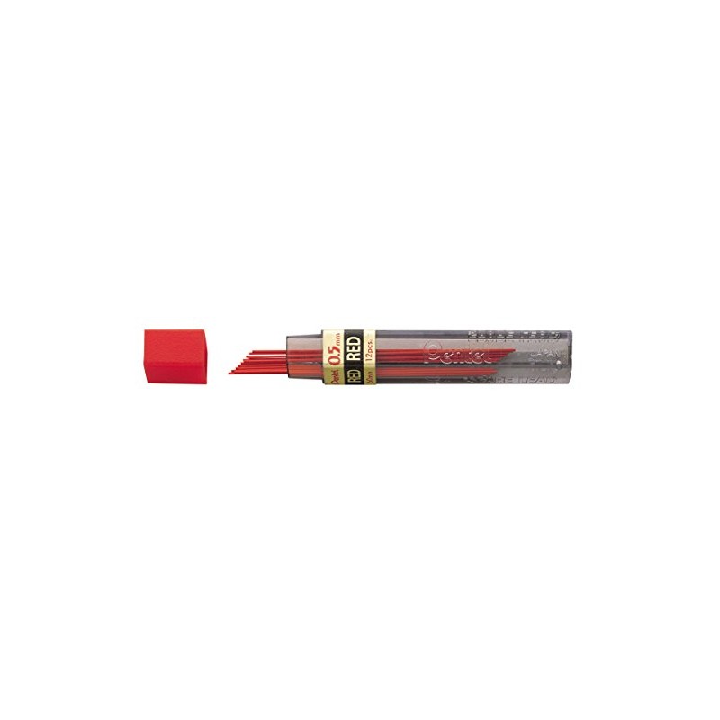 Pentel 0.5mm Coloured Pencil Leads - Red (Tube of 12)