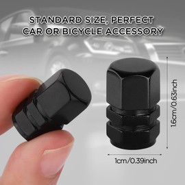PAFUWEI 8 Pieces Car Tire Valve Stem Caps, Aluminum Alloy Tire Valve Stem Caps, Easy-Grip Hexagon Valve Stem Covers Replacement with O-Ring Gasket,for Cars, SUVs, Bike, Trucks and Motorcycles-Black
