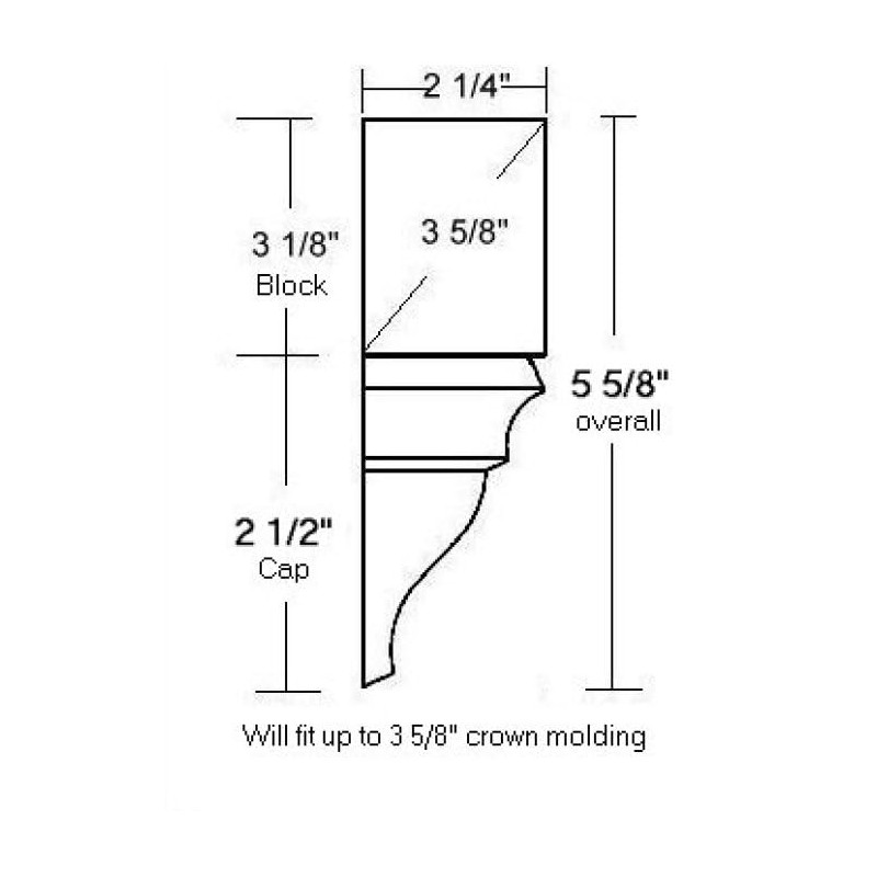 Package of 4 Crown Molding Corner Inside Block Fits 3-3