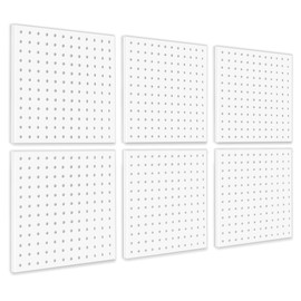 BELLO YON 6Pcs Pegboard, Peg Board, Metal Pegboard Wall Organizer Panels Accessories, Mount Display Pegboard Kits for Walls Garage Craft Room Office Workshop, Easy Installation (White)