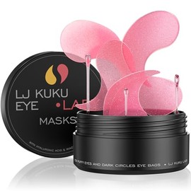 Under Eye Patches Gold Essence Hydrogel Eye Masks for Puffy Eyes and Dark Circles Caffeine Hyaluronic Acid & Niacinamide Deep Hydrating Eye Mask for Men & Women 60 PCS (Rose-pink)