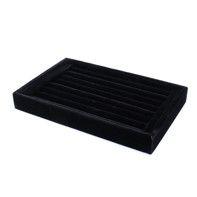 Velvet 7 Slots Ring Tray, Walfront Portable Earrings with Ring