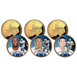 DALLAS COWBOYS Texas State Quarters 3-Coin Set 24K Gold (Romo, Witten, Owens)