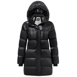 wantdo Women's Warm Winter Jacket Long Puffer Parka Snow Jacket with Hood (Black 2XL)