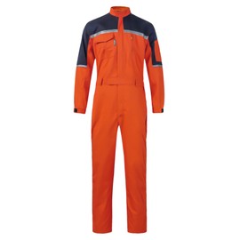 KTWOLEN Mens Reflective Coverall Work Mechanics Coverall Work Suit Hi Vis Jumpsuit Bicolor Overalls, Orange+Blue, XL