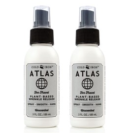 Cold Iron Wrinkle Release Spray for Clothes. Atlas Travel Size 3 fl oz/89 ml. Fragrance Free. Fast, Easy to Use Ironing Alternative. Spray, Smooth, Hang. Award Winning for People on The Go