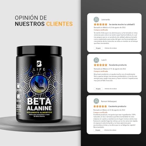 B Life Beta Alanina Pura en Polvo 200 Servicios 400g