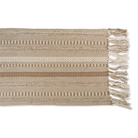 DII Farmhouse Braided Stripe Table Runner Collection, 15x108, Stone