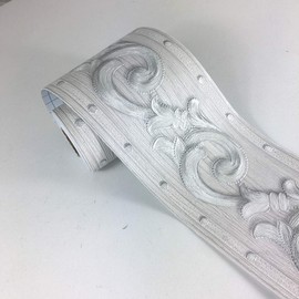 Elegant Grey Floral Molding Wallpaper Border Peel Stick Home Ceiling Decorative Border for Bathroom Living Room Kitchen 10cm by 5meters