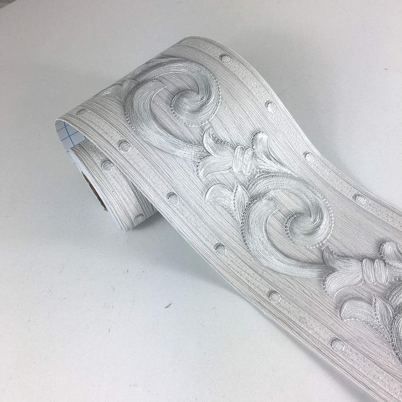 Elegant Grey Floral Molding Wallpaper Border Peel Stick Home Ceiling