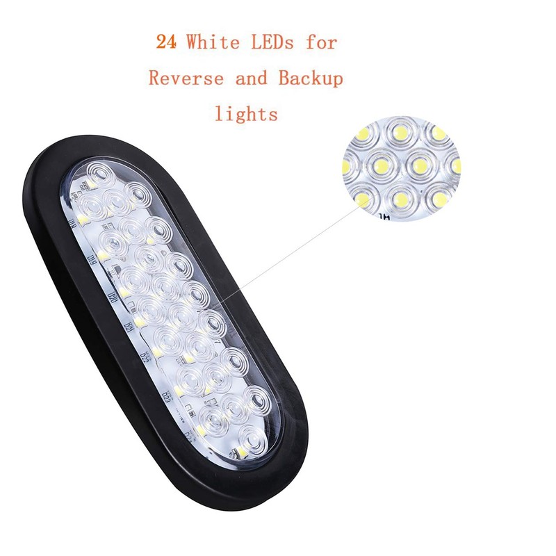 NPAUTO 6" Oval LED Trailer Lights 24 White LED Reverse