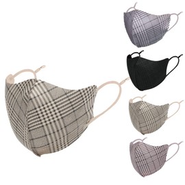 Feather Store Washable Checkered Mask, Fall and Winter Mask, Fashionable Mask, Cute Mask, Easy to Breathe, Non-stuffy, 4 Adjustable Ear Straps, Individually Packaged, Includes 2 High Performance Filters (Check Mix)