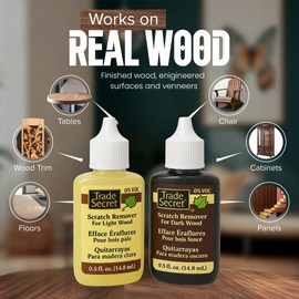 Trade Secret Scratch Remover Mini Pro Set (2x 0.5 oz), Restore & Conceal Small Scratches on Dark & Light Wood Furniture and Flooring – Coconut Oil-Based Formula