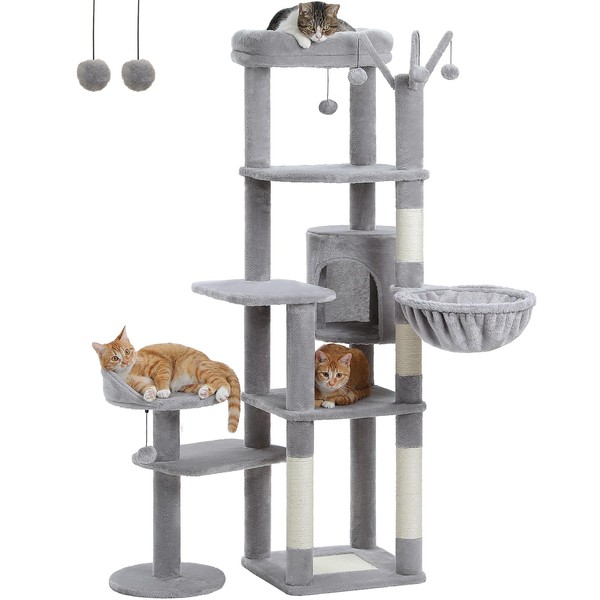 MUTTROS 59" Cat Tree, Cat Tower for Large Cats, Multi-Level