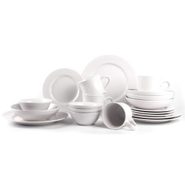HomeVss, Pearl Dots Stoneware Dinnerware Set 20pc Set, White