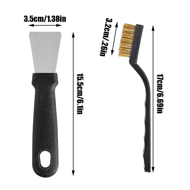 3 Pcs Wire Brush Set with 2 Cleaning Scraper Stainless