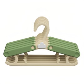 Taoluwin Kids Hangers, 5 Pcs Stackable Baby Hangers with 4 Length Settings, Durable PP Material, Perfect for Toddler & Children’s Clothes, Infant Wardrobe Organization (Green)