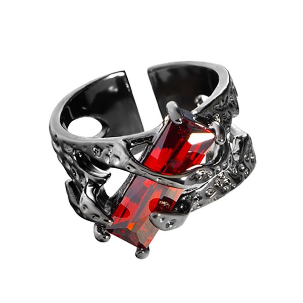 Gothic Ring for Women Men Chunky Unique Adjustable Irregular Lava
