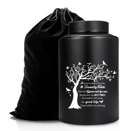 220 lbs Large Keepsake Urns for Adult Male Female Ashes Black Family Tree Decorative Funeral Memorial Urn Burial Container for Human Remains with Velvet Bag