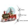 Lighted Musical Christmas Train Snow Globe Lantern with Christmas Trees,