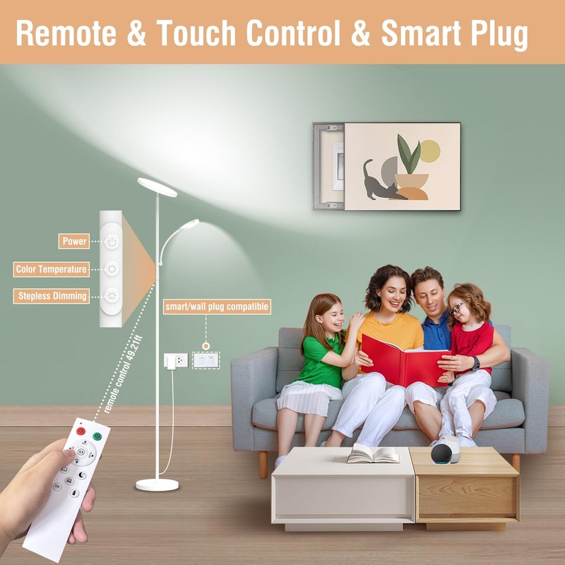 marctronic White Floor Lamp, 42W 4000LM Super Bright LED Room