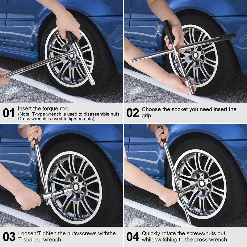 Lyhubmh 23" Extended Lug Wrench - 4 Way Heavy Duty